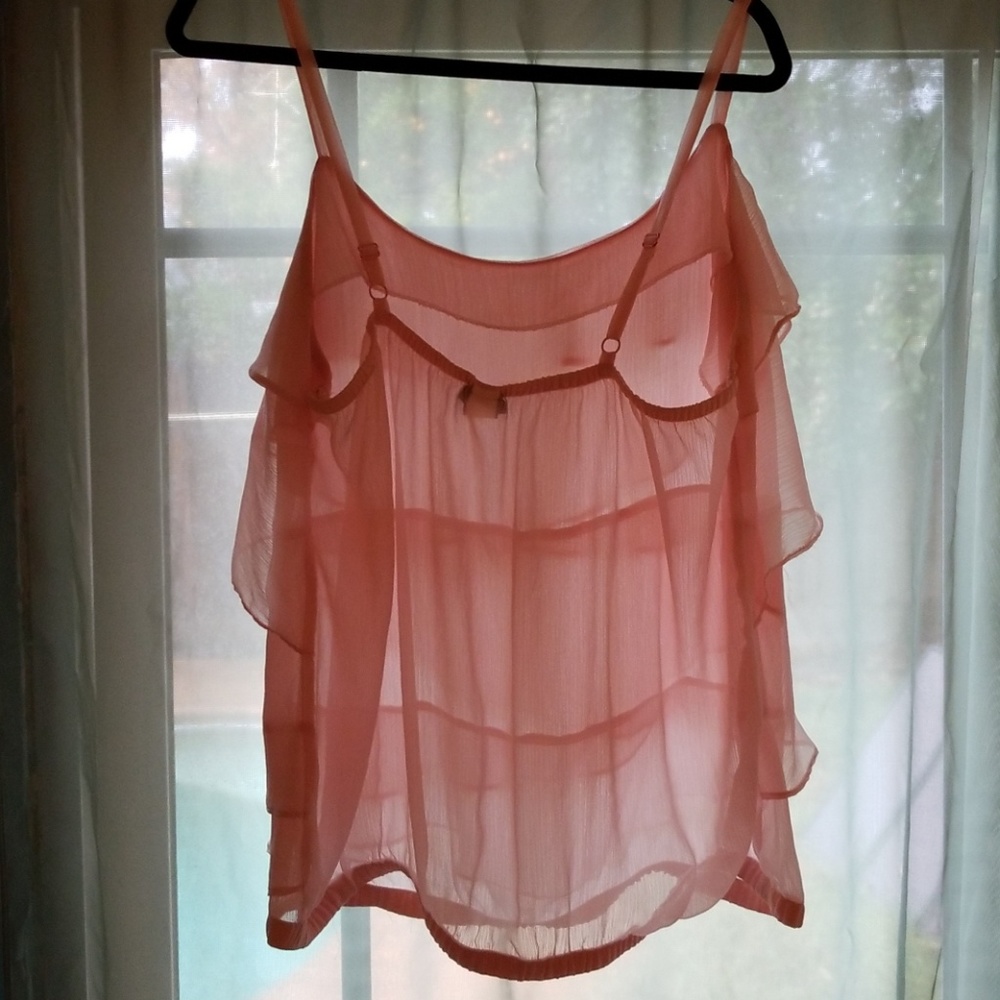 Sheer, Pink, Ruffled Tank/Camisole - Picture 2 of 3